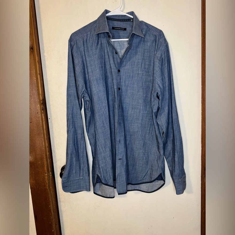 Classic Denim Blue Men's Button-Down Shirt